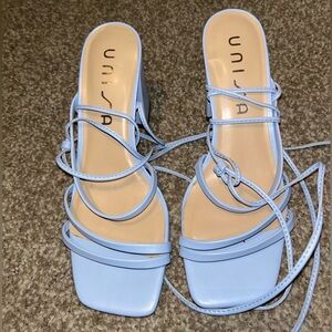 Unisa Women's Sky Blue Strappy Heels
